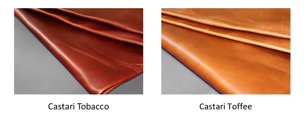 Castari Tobacco and Castari Toffee leather colours