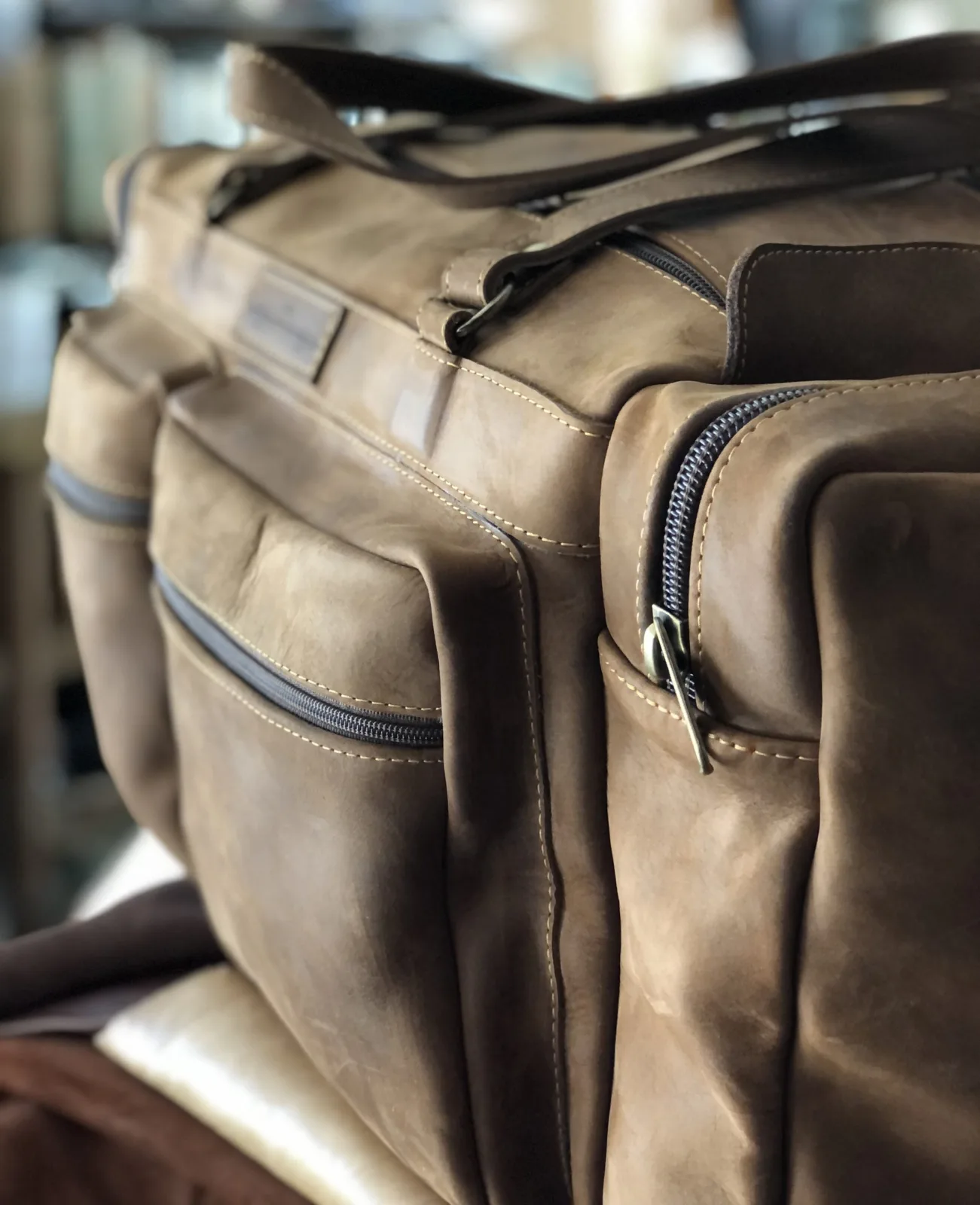 Oldfangled Rugged Weekender leather travel bag