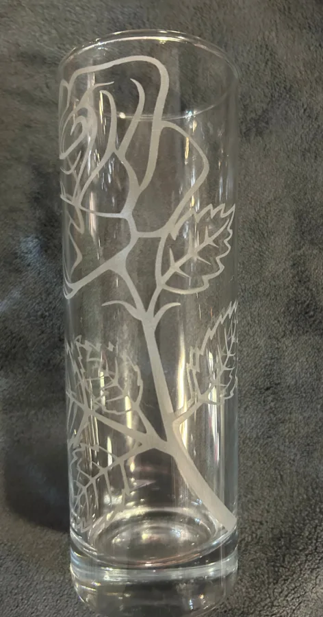 Sandblasted Tall Glass