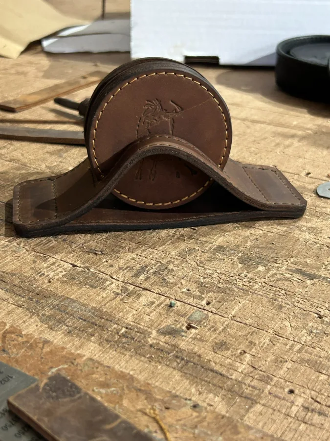 Leather Coasters with Coaster Holder – photo 3