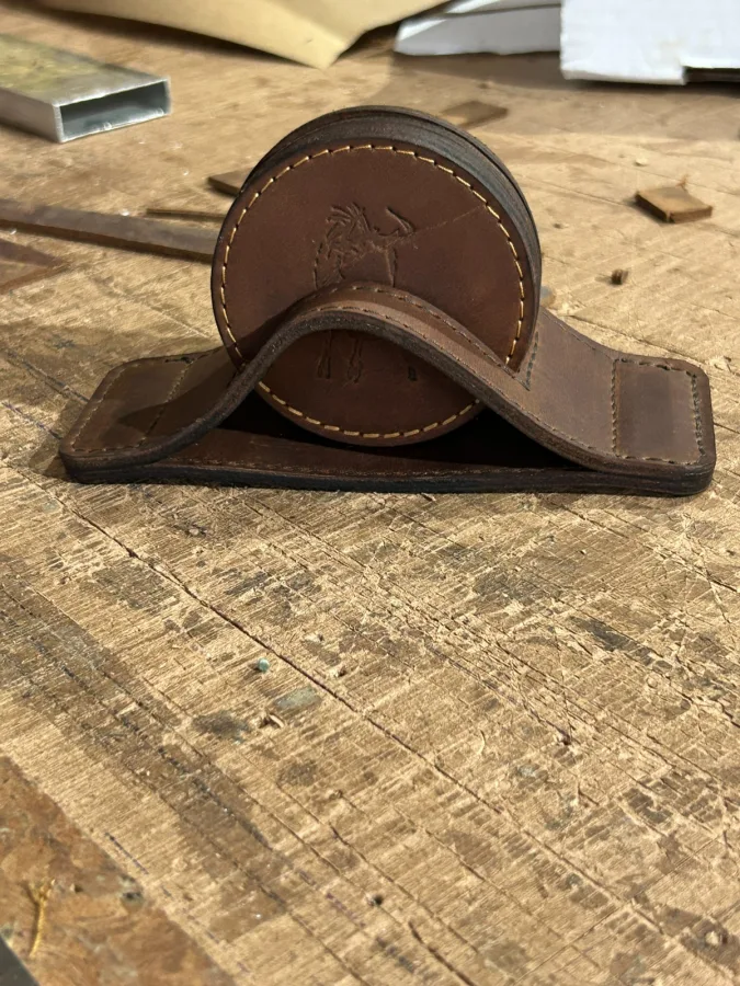 Leather Coasters with Coaster Holder – photo 4